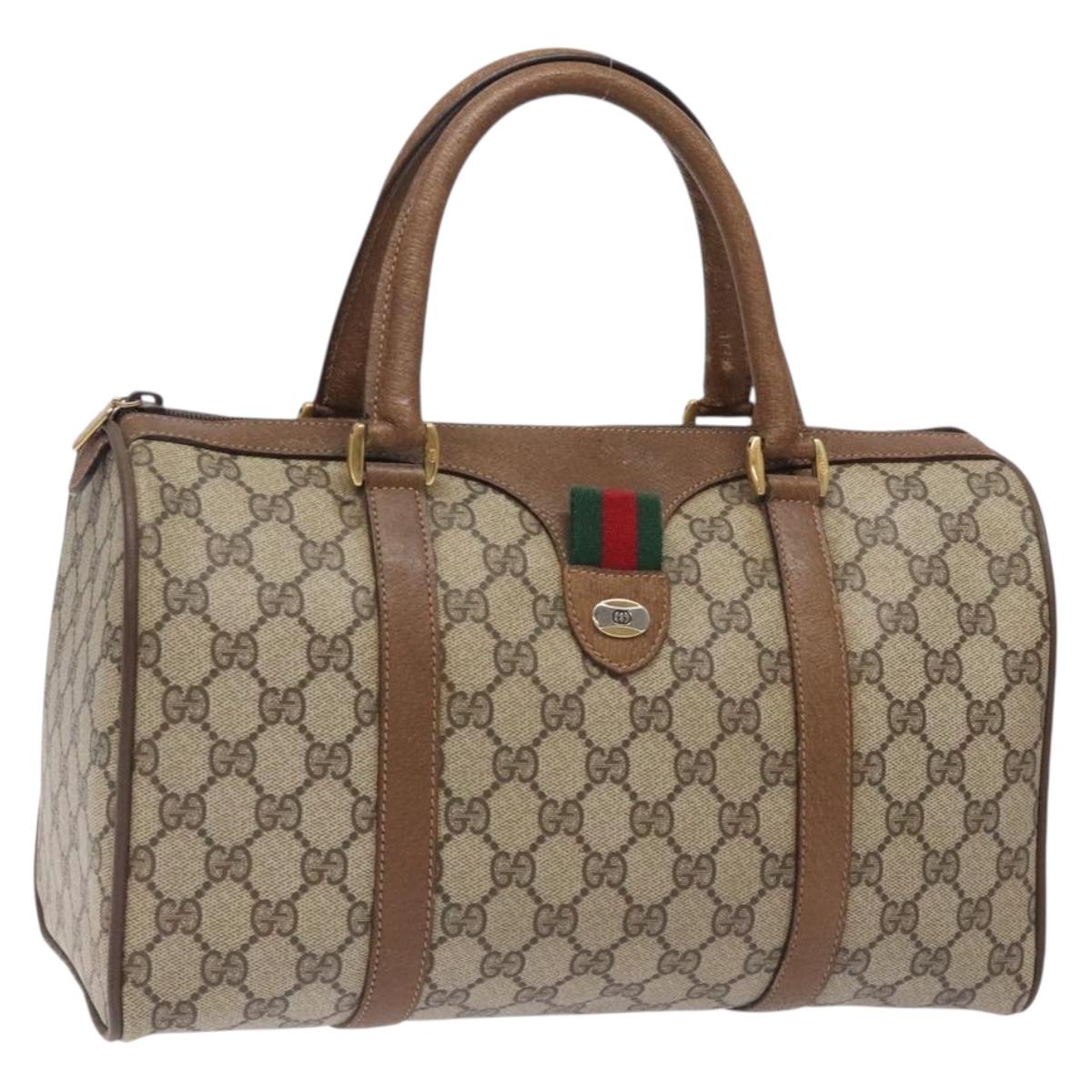 GUCCI GG Supreme Web Sherry Line Bag PVC Beige Red Green 39 02 007 Auth mr1490