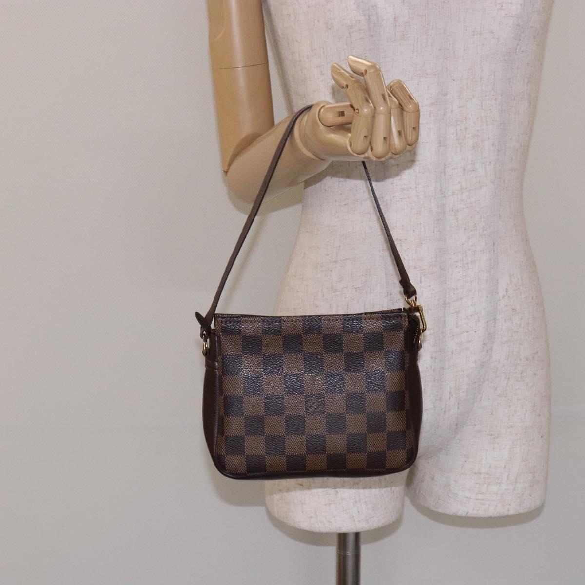 LOUIS VUITTON Damier Ebene Trousse Makeup Pouch N51982 LV Auth mr1493