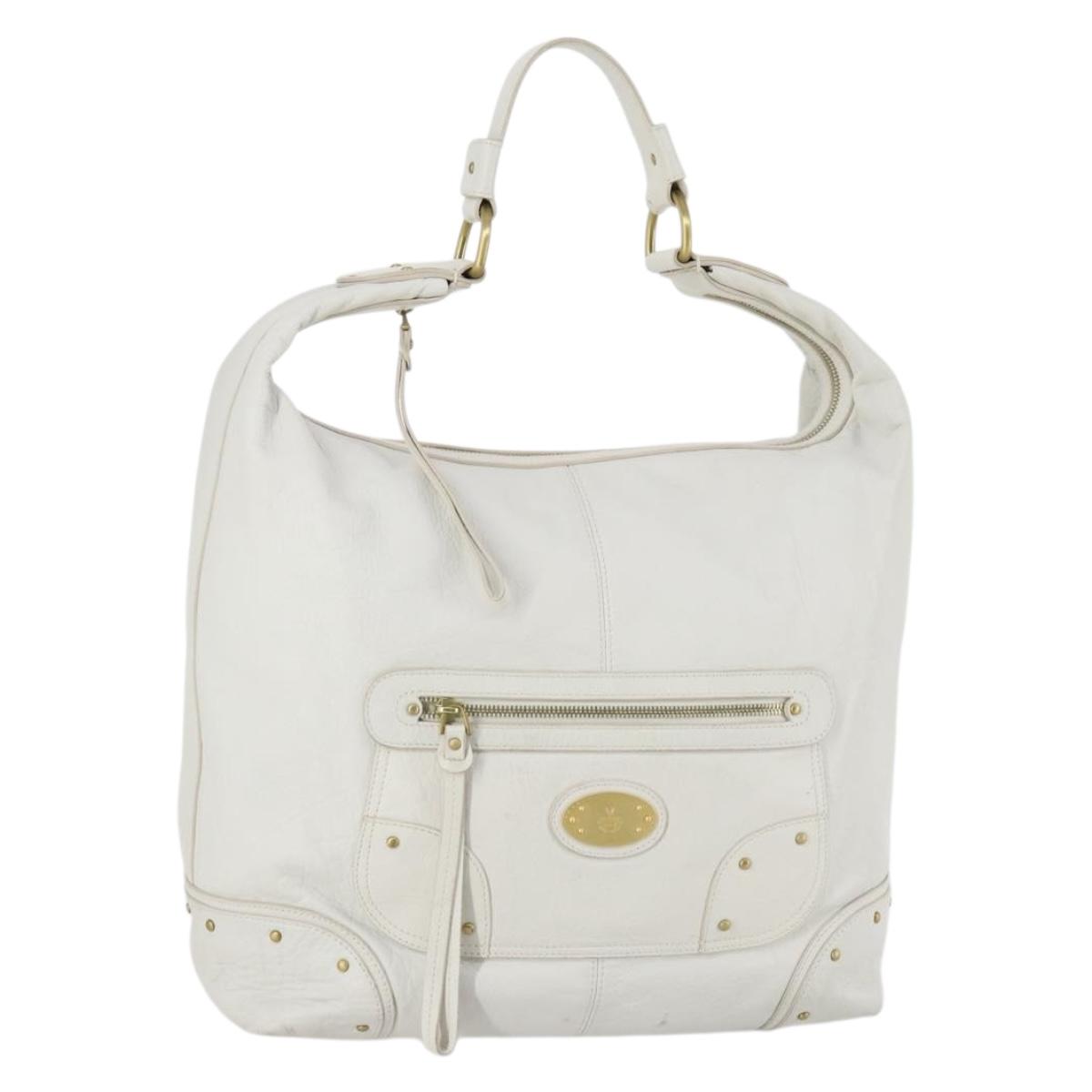 BALLY Shoulder Bag Leather White Auth mr1501