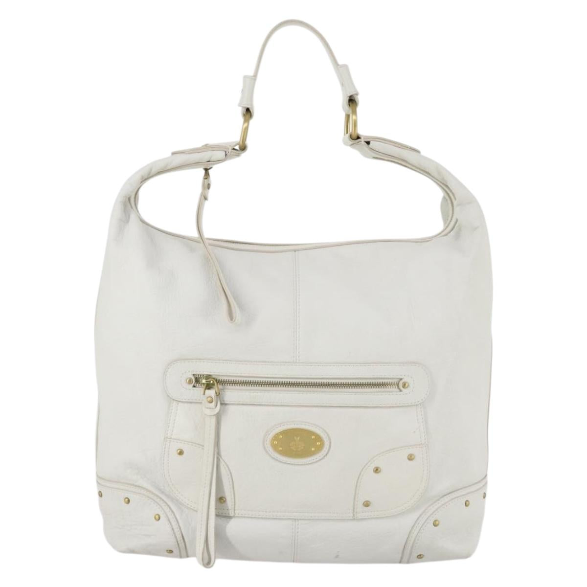 BALLY Shoulder Bag Leather White Auth mr1501