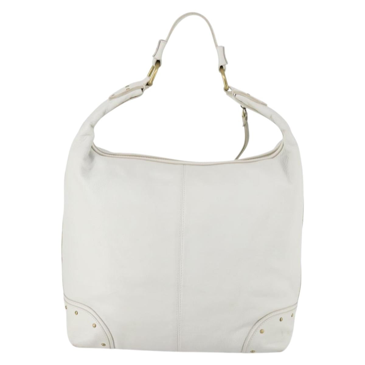 BALLY Shoulder Bag Leather White Auth mr1501
