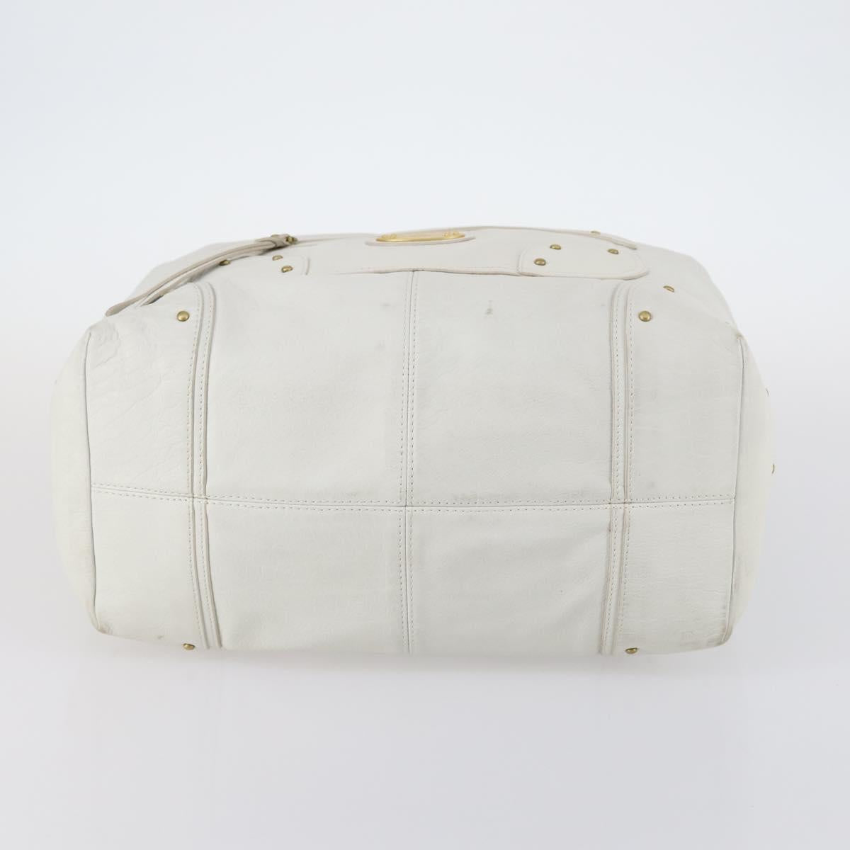 BALLY Shoulder Bag Leather White Auth mr1501