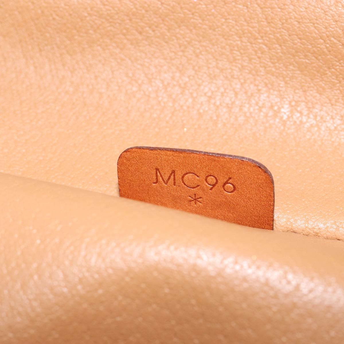 CELINE Macadam Canvas Vanity Pouch PVC Leather Brown Gold Auth mr1502