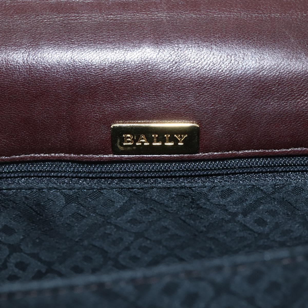 BALLY Quilted Chain Shoulder Bag Leather Brown Gold Auth mr1503