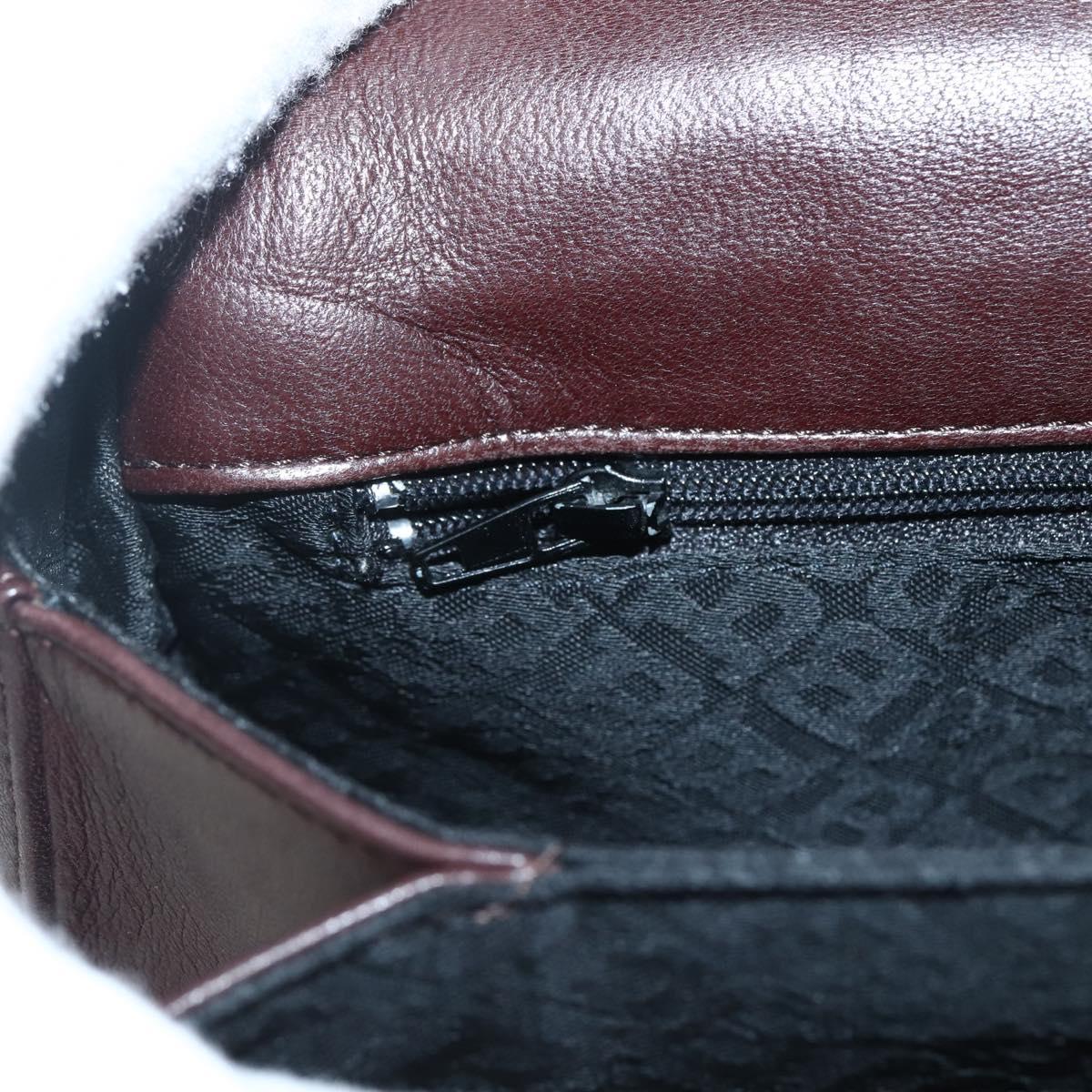 BALLY Quilted Chain Shoulder Bag Leather Brown Gold Auth mr1503