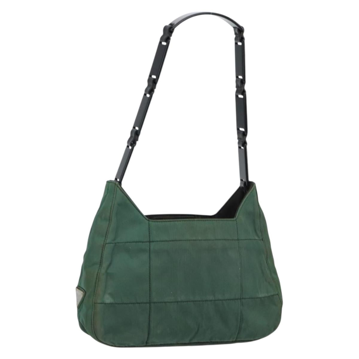 PRADA Quilted Chain Shoulder Bag Nylon plastic Green Auth mr1504