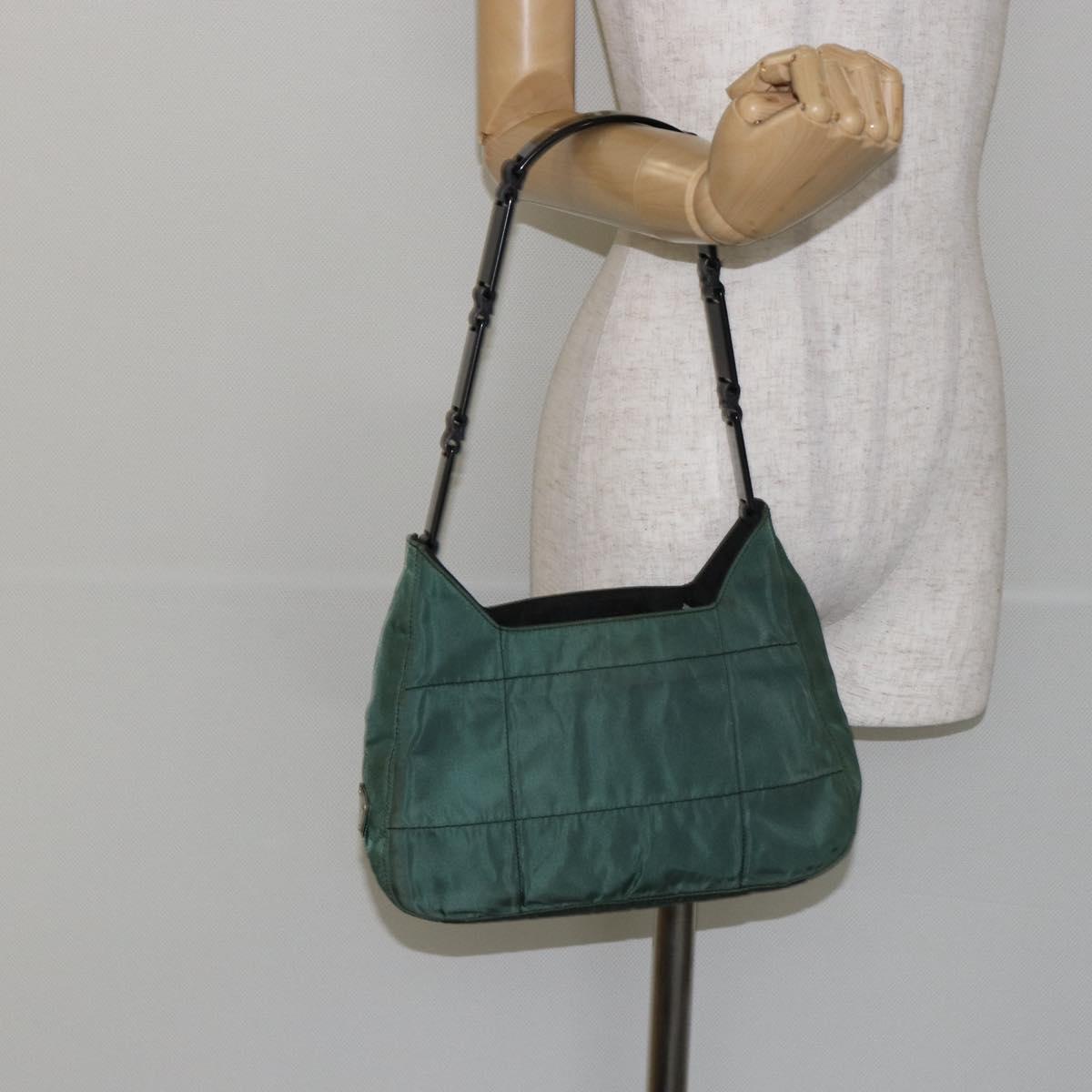 PRADA Quilted Chain Shoulder Bag Nylon plastic Green Auth mr1504