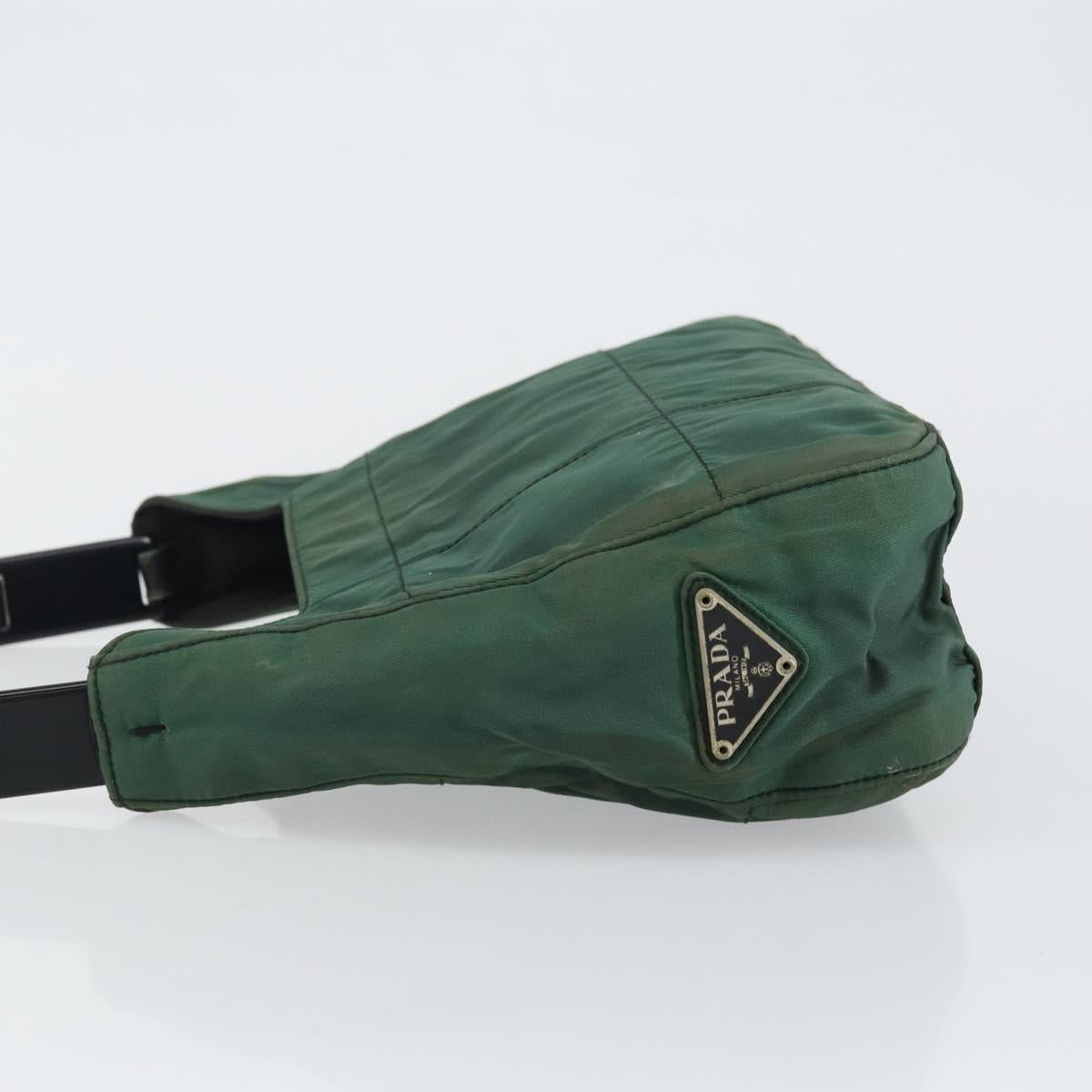 PRADA Quilted Chain Shoulder Bag Nylon plastic Green Auth mr1504