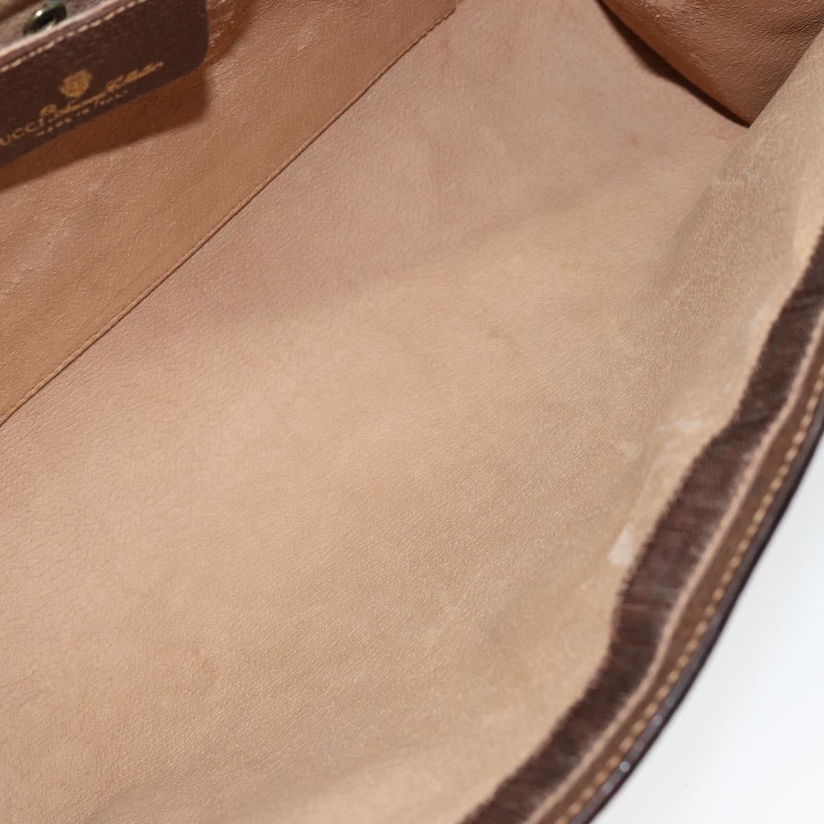 GUCCI GG Supreme Web Sherry Line Clutch Bag Beige Gold 156 01 033 Auth mr1505