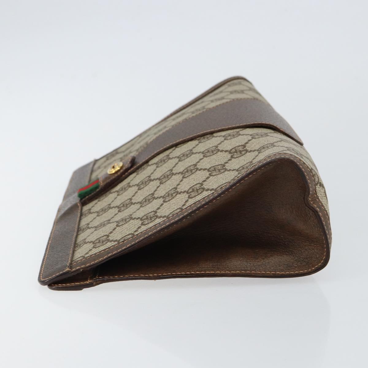 GUCCI GG Supreme Web Sherry Line Clutch Bag Beige Gold 156 01 033 Auth mr1505