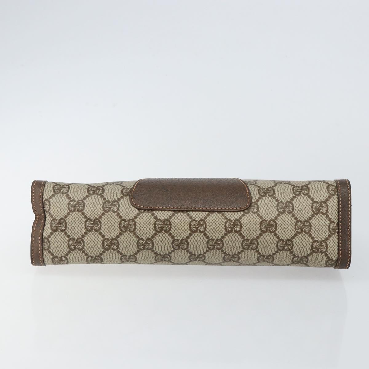 GUCCI GG Supreme Web Sherry Line Clutch Bag Beige Gold 156 01 033 Auth mr1505