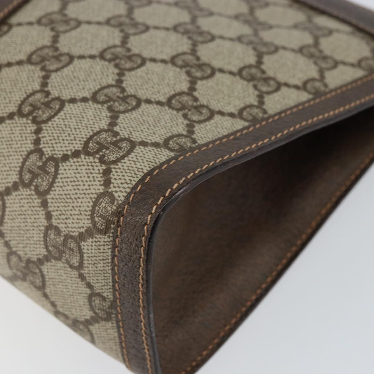 GUCCI GG Supreme Web Sherry Line Clutch Bag Beige Gold 156 01 033 Auth mr1505