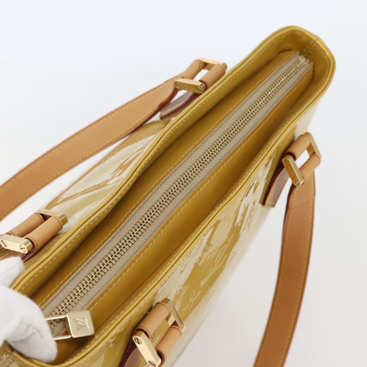LOUIS VUITTON Monogram Vernis Houston Hand Bag Beige M91004 LV Auth mr1506