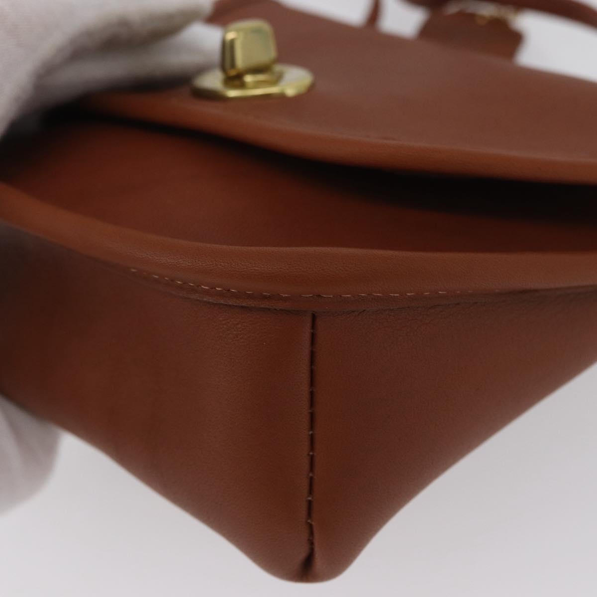 Coach Turn Lock Shoulder Bag Leather Brown Gold Auth mr1507