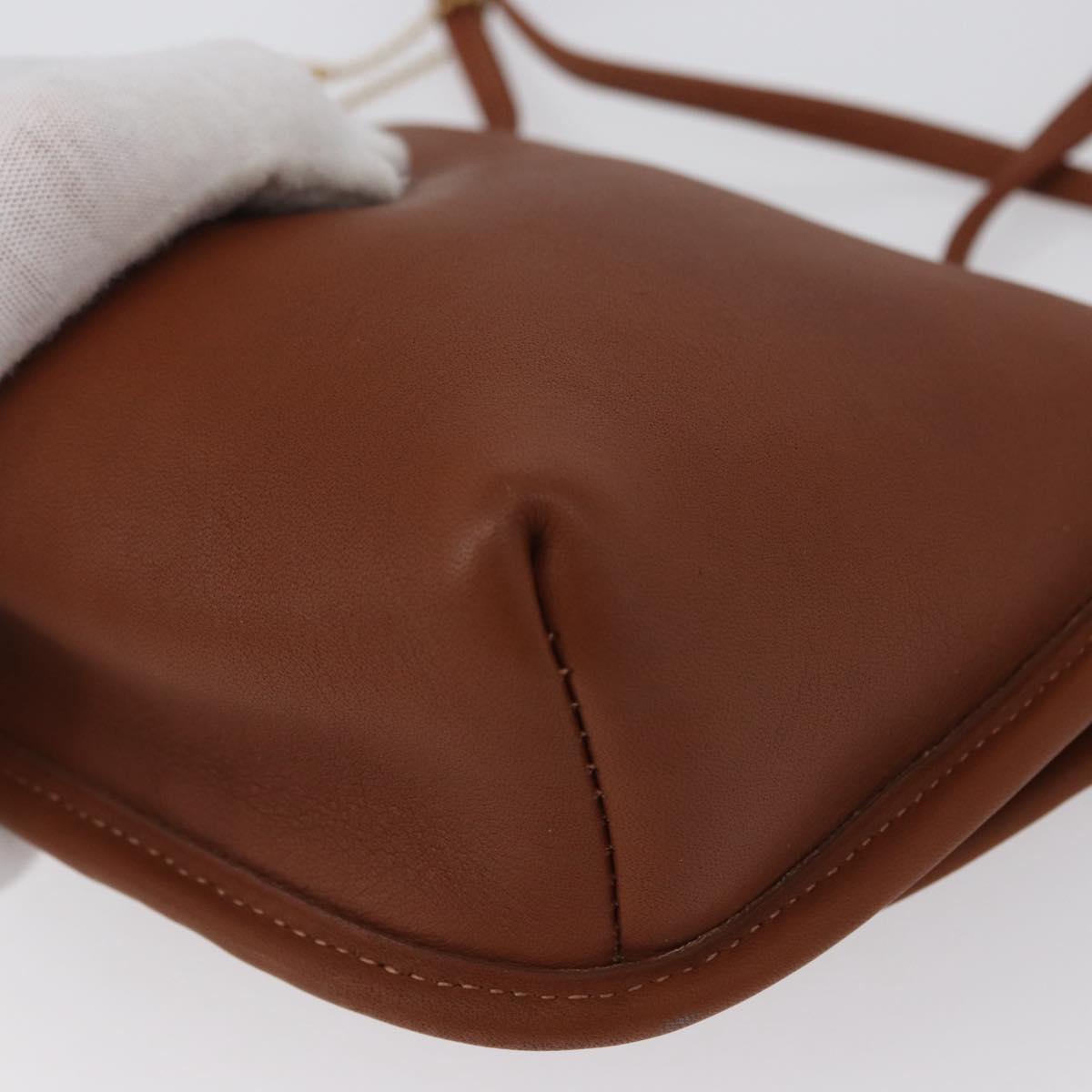 Coach Turn Lock Shoulder Bag Leather Brown Gold Auth mr1507