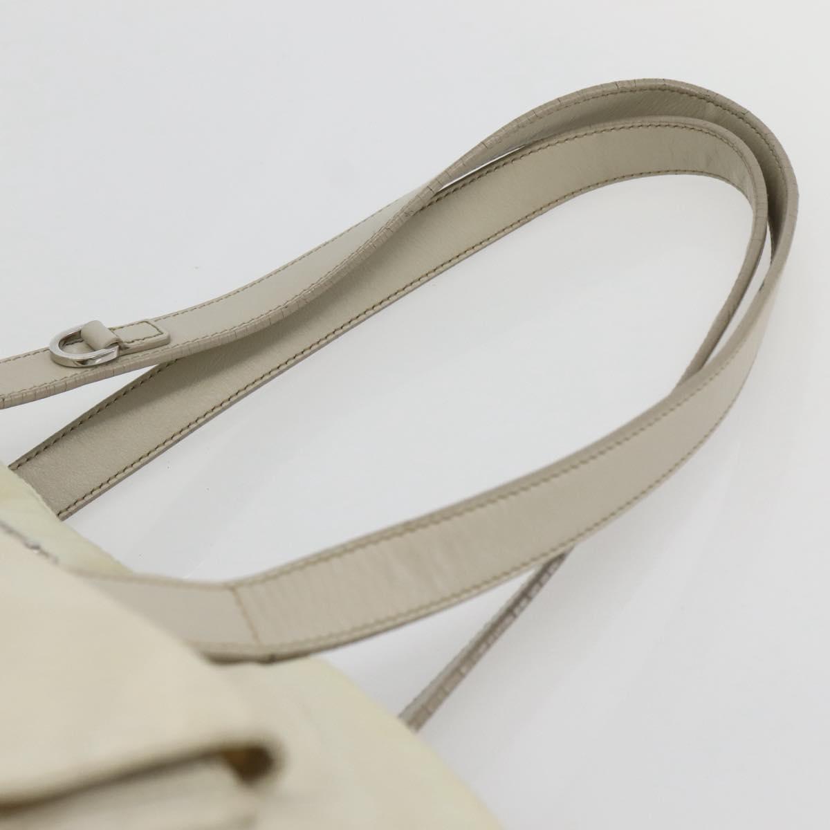 PRADA Tote Bag Nylon Beige Silver Auth mr1510