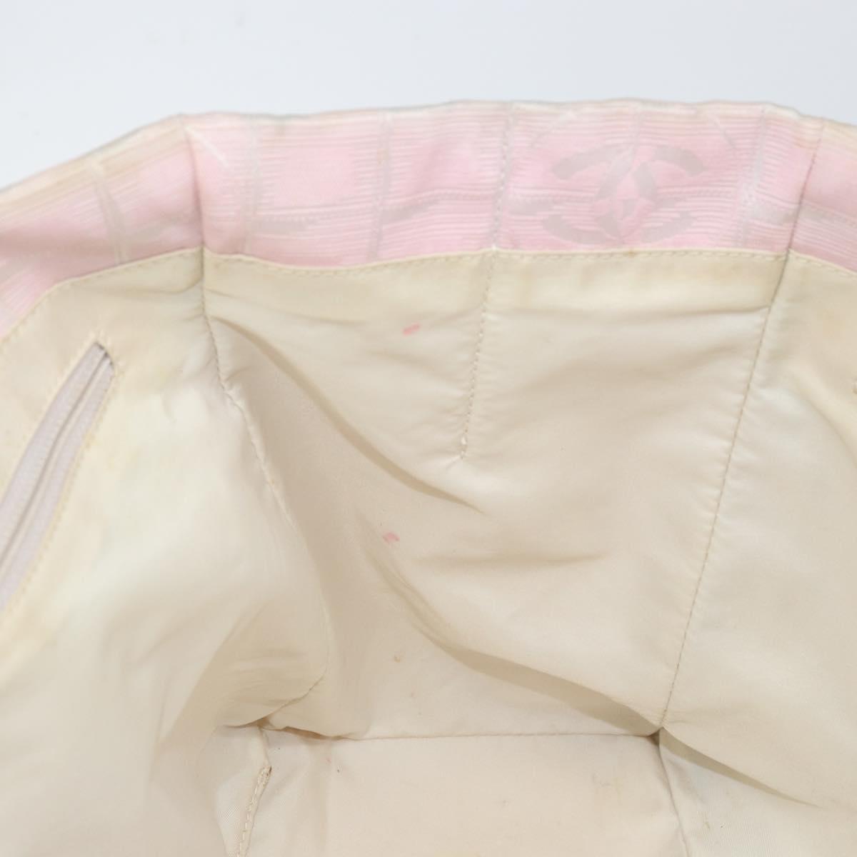 CHANEL New Travel Line Tote Bag Nylon Pink Gold CC Auth mr1511