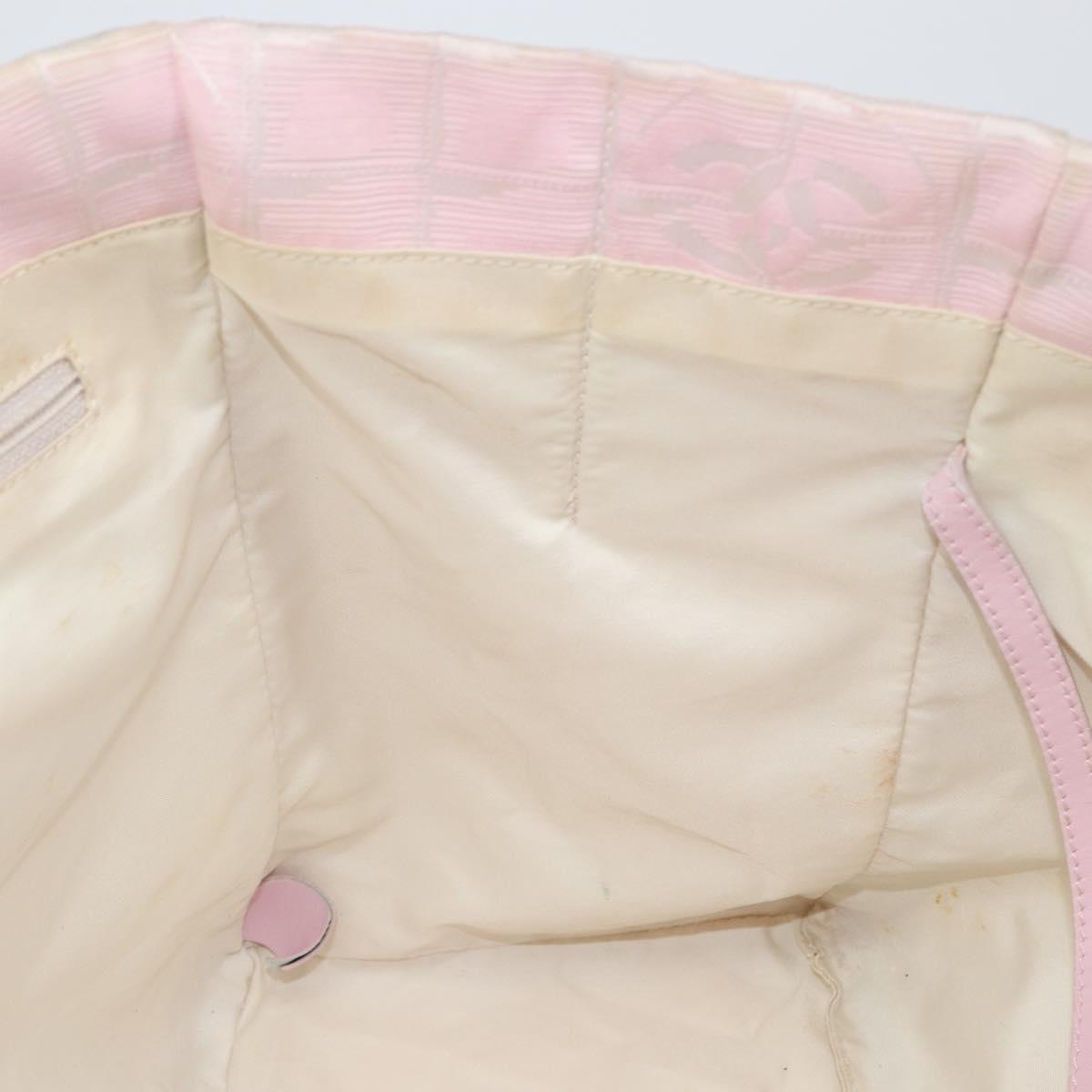 CHANEL New Travel Line Tote Bag Nylon Pink Gold CC Auth mr1511