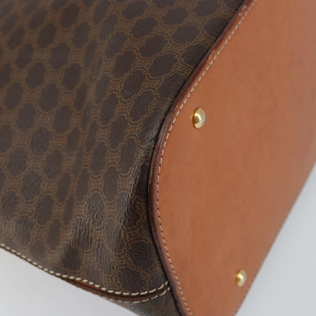 CELINE Macadam Canvas Hand Bag PVC Leather Brown Gold Auth mr1512