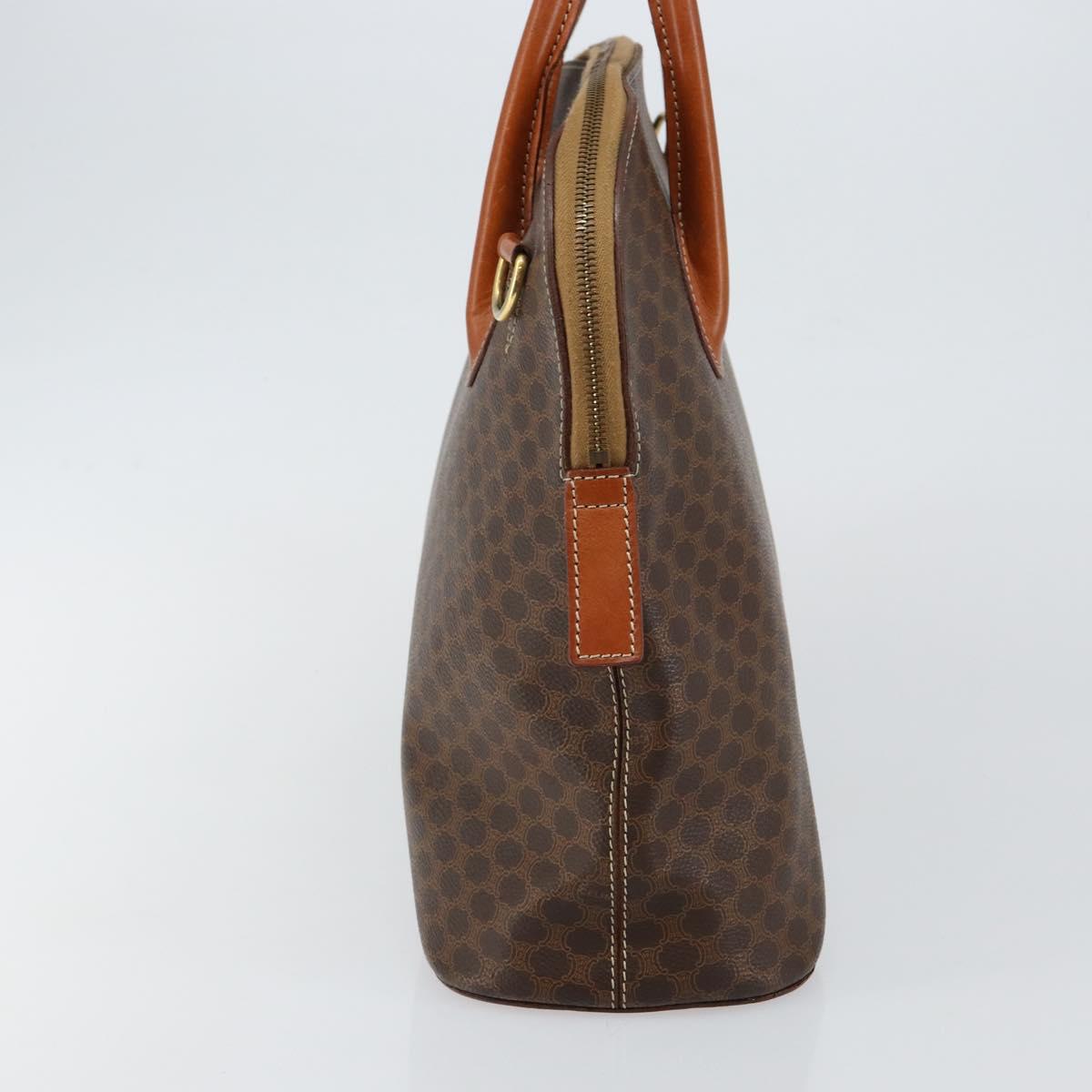 CELINE Macadam Canvas Hand Bag PVC Leather Brown Gold Auth mr1512