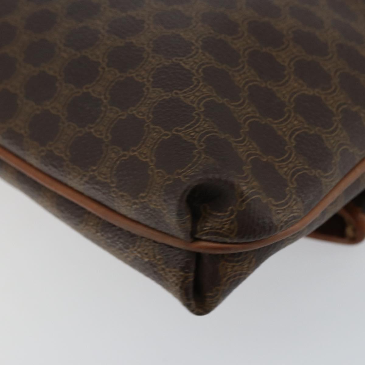 CELINE Macadam Canvas Clutch Bag PVC Leather Brown Gold Auth mr1513