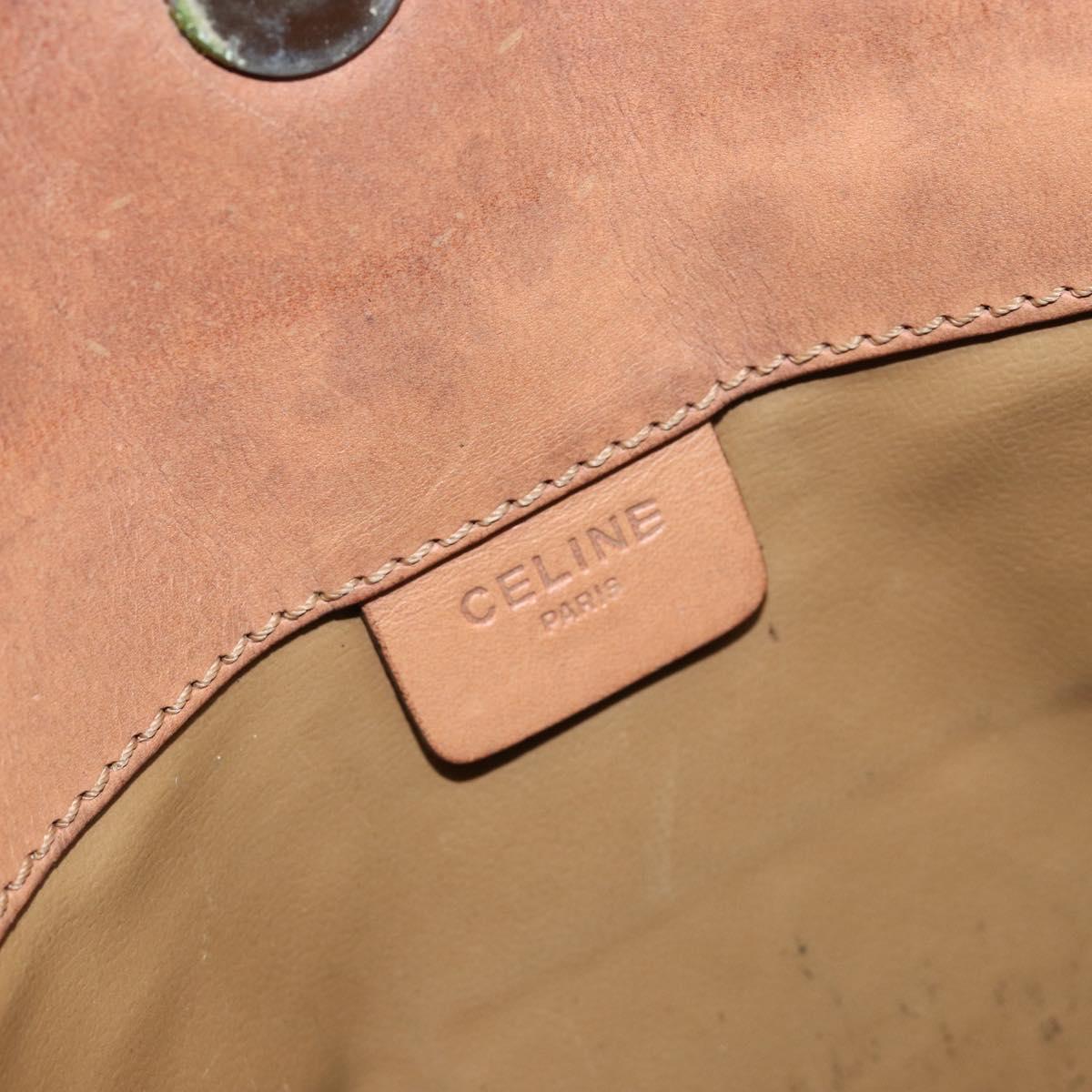 CELINE Macadam Canvas Clutch Bag PVC Leather Brown Gold Auth mr1513