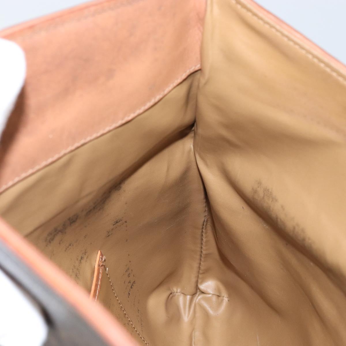 CELINE Macadam Canvas Clutch Bag PVC Leather Brown Gold Auth mr1513