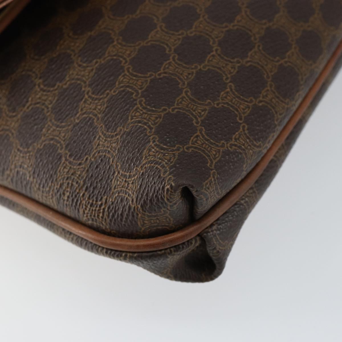 CELINE Macadam Canvas Clutch Bag PVC Leather Brown Gold Auth mr1513