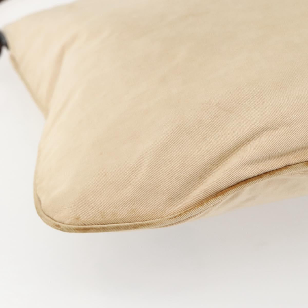 FENDI Shoulder Bag Canvas Beige Silver Auth mr1514