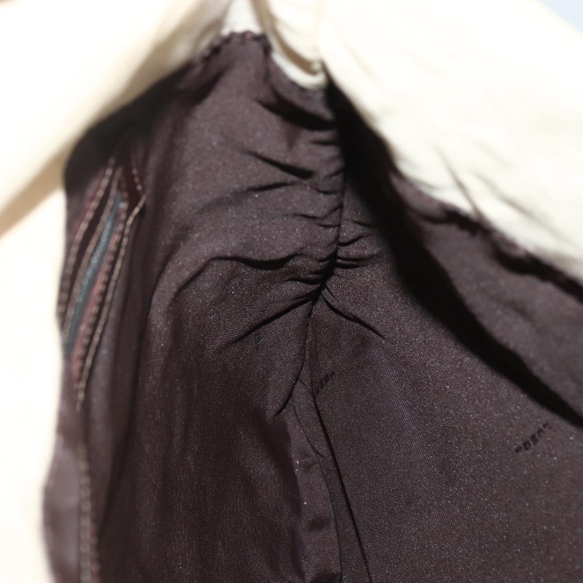 FENDI Shoulder Bag Canvas Beige Silver Auth mr1514