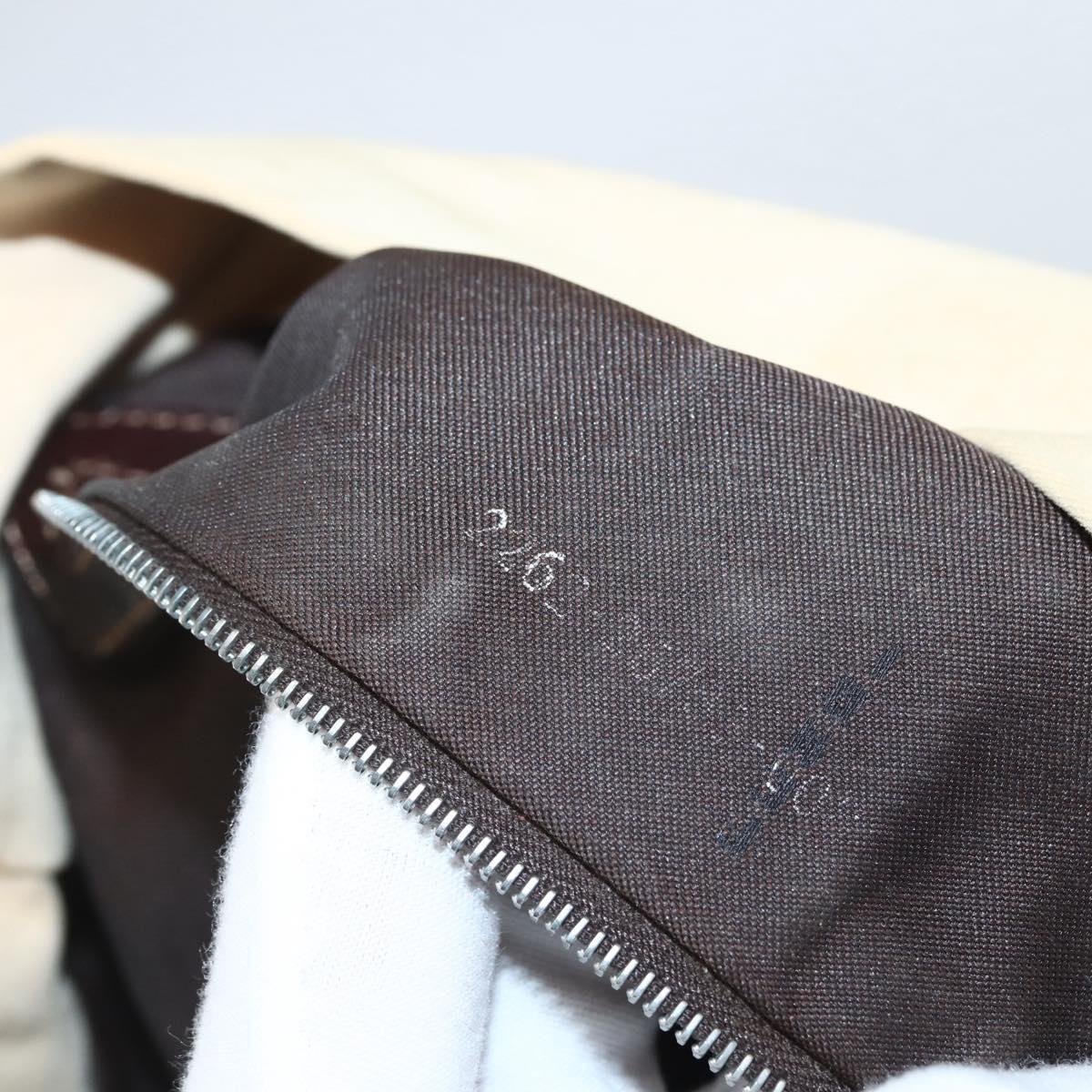 FENDI Shoulder Bag Canvas Beige Silver Auth mr1514