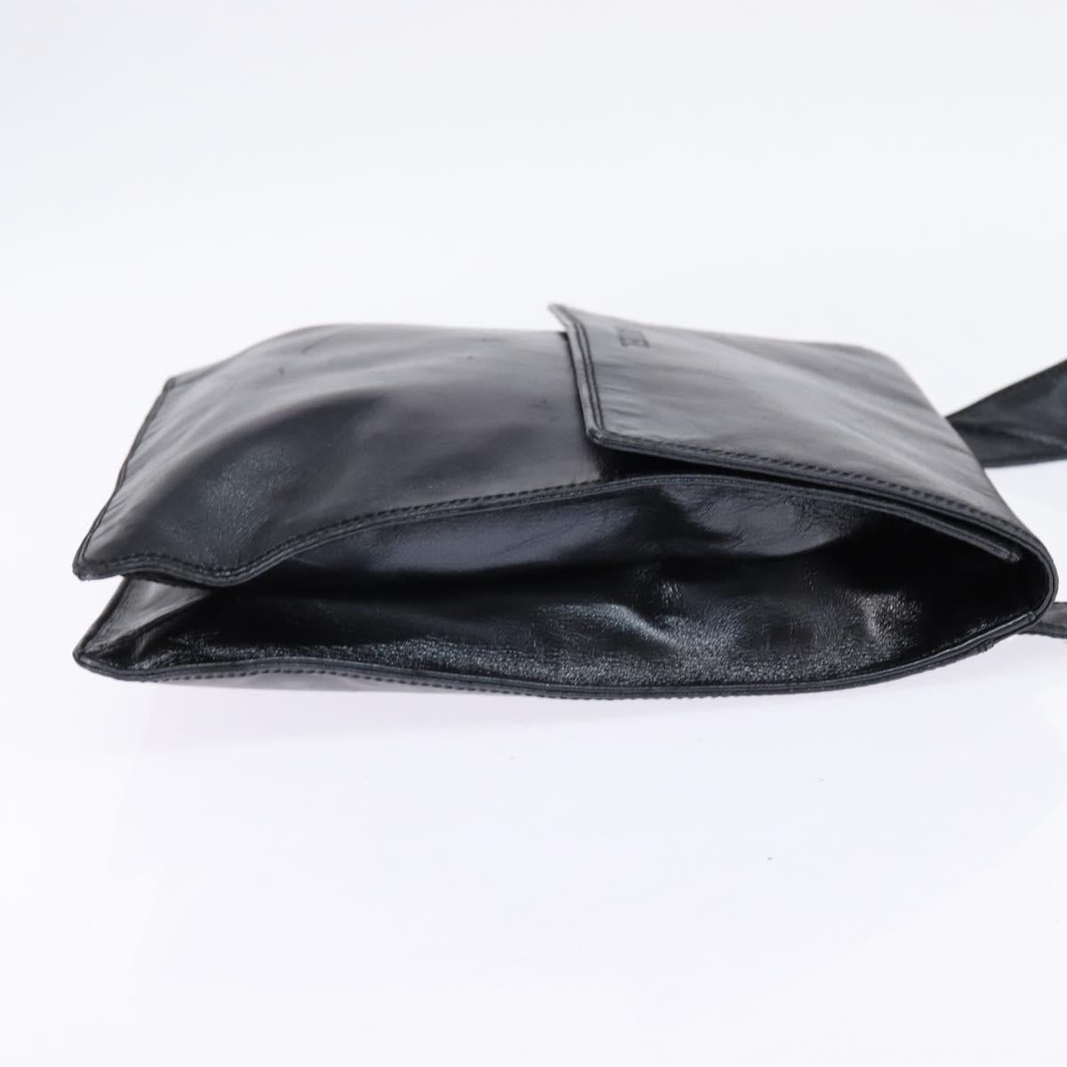 CHANEL Shoulder Bag Leather Black Gold CC Auth mr1518