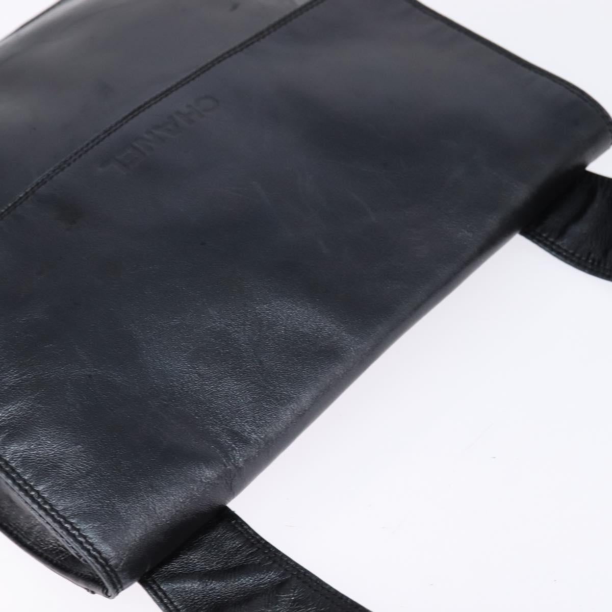 CHANEL Shoulder Bag Leather Black Gold CC Auth mr1518