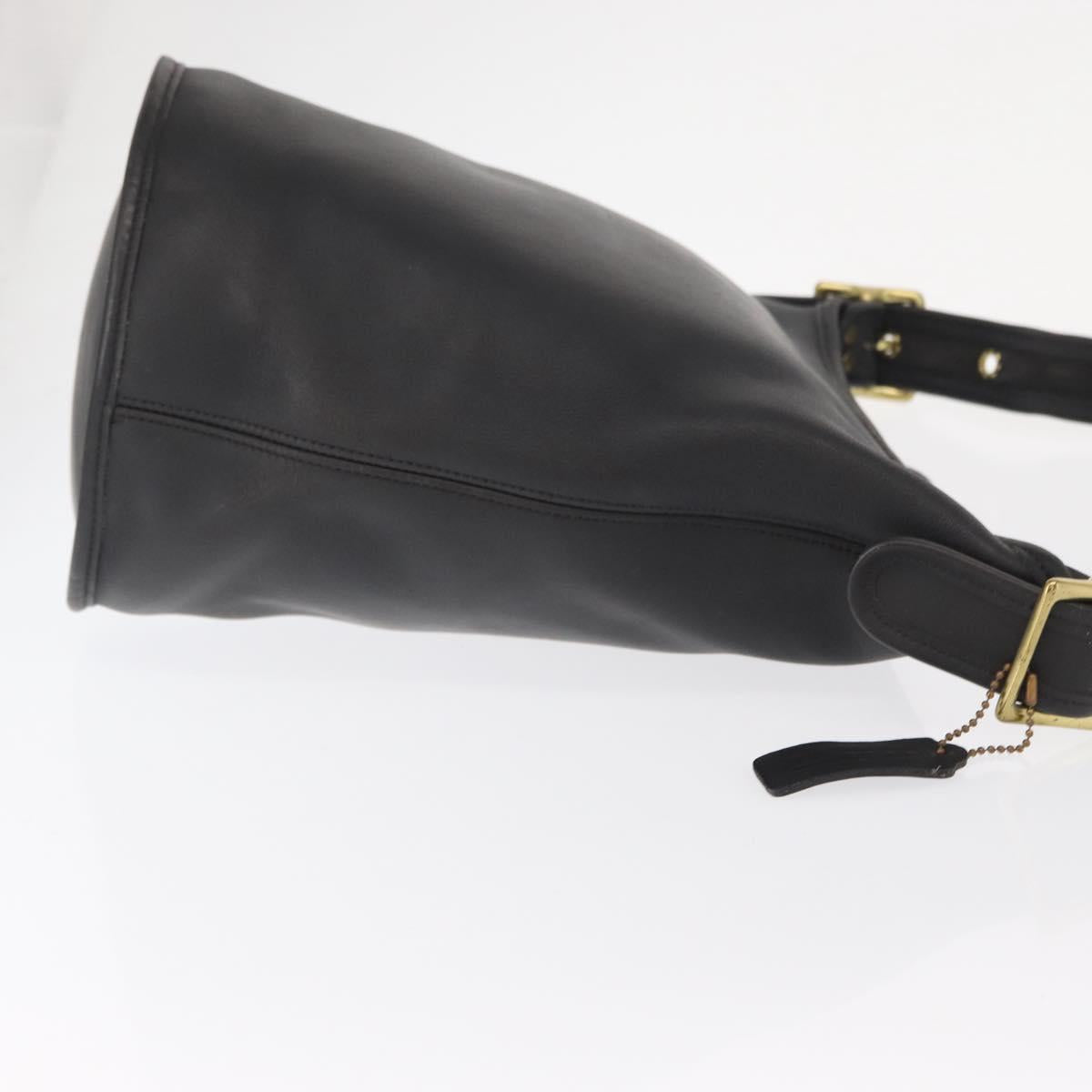 Coach Duffel Shoulder Bag Leather Black Gold Auth mr1519