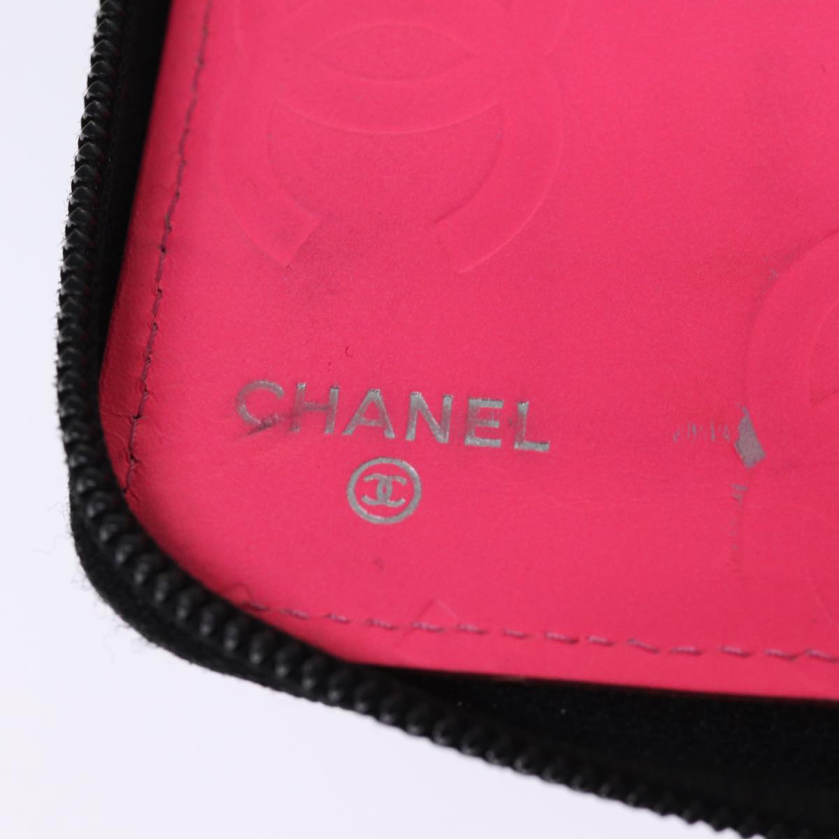 CHANEL Long Wallet Leather Black CC Auth mr152