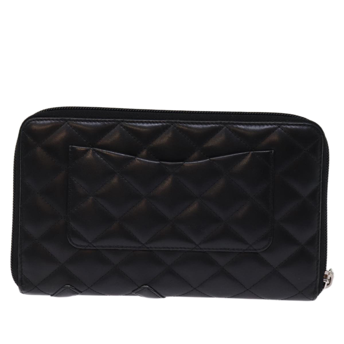 CHANEL Long Wallet Leather Black CC Auth mr152