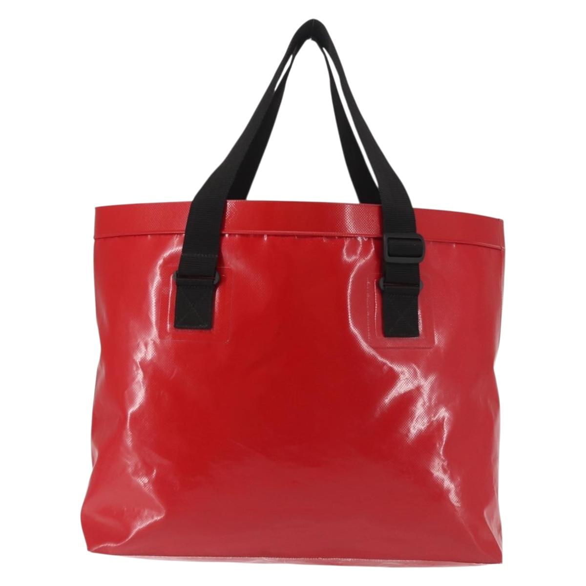 CHANEL Etanche Waterproof Tote Bag Vinyl Red CC Auth mr1520