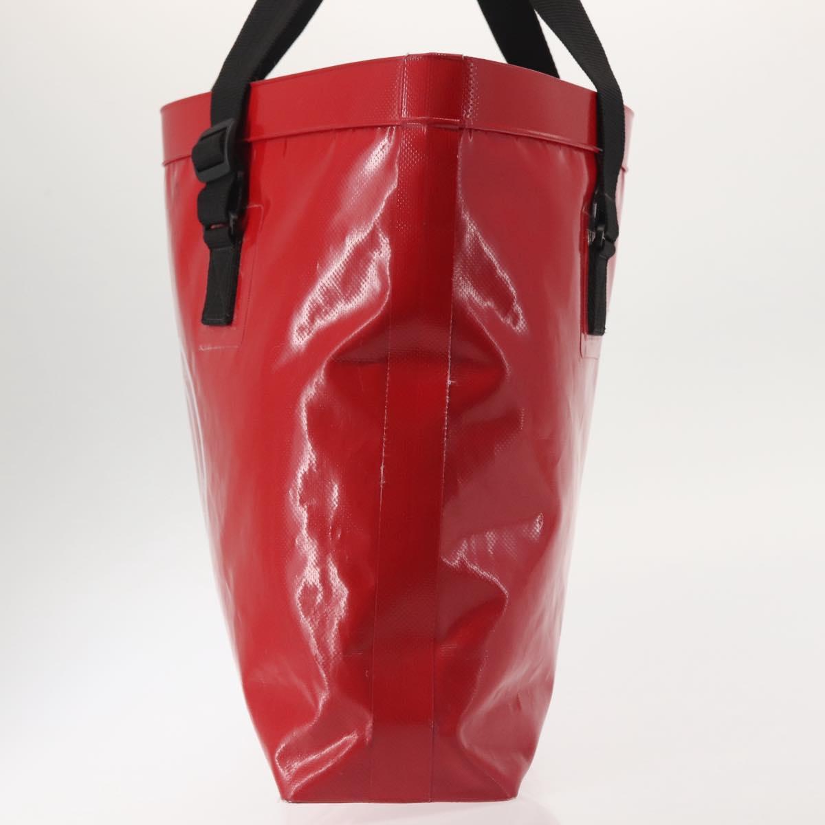 CHANEL Etanche Waterproof Tote Bag Vinyl Red CC Auth mr1520