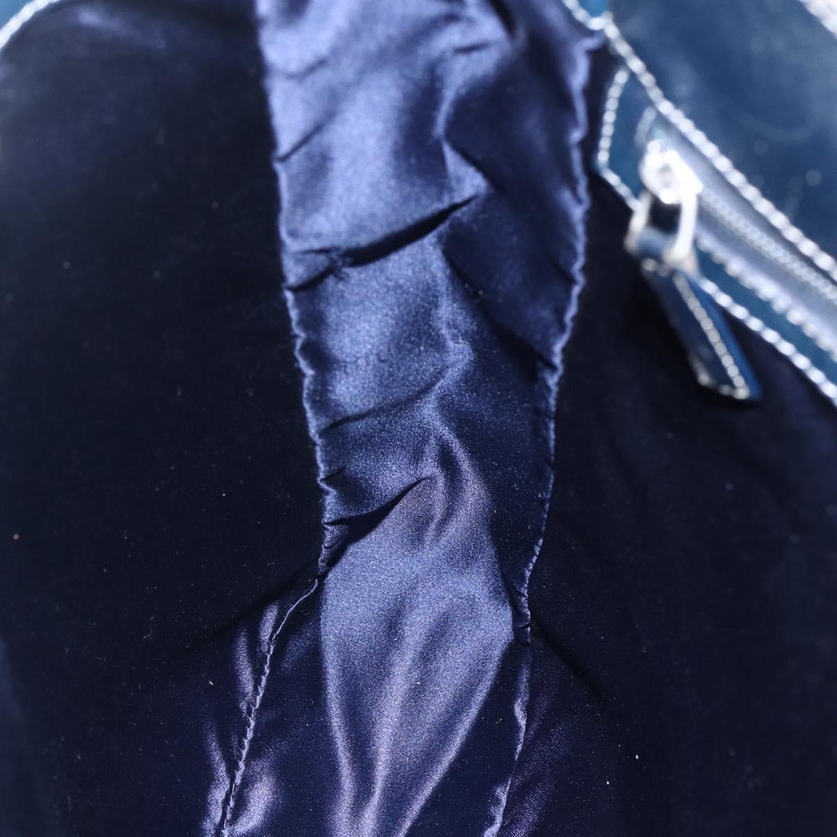 FENDI Zucchino Canvas Tote Bag Navy Silver Auth mr1524