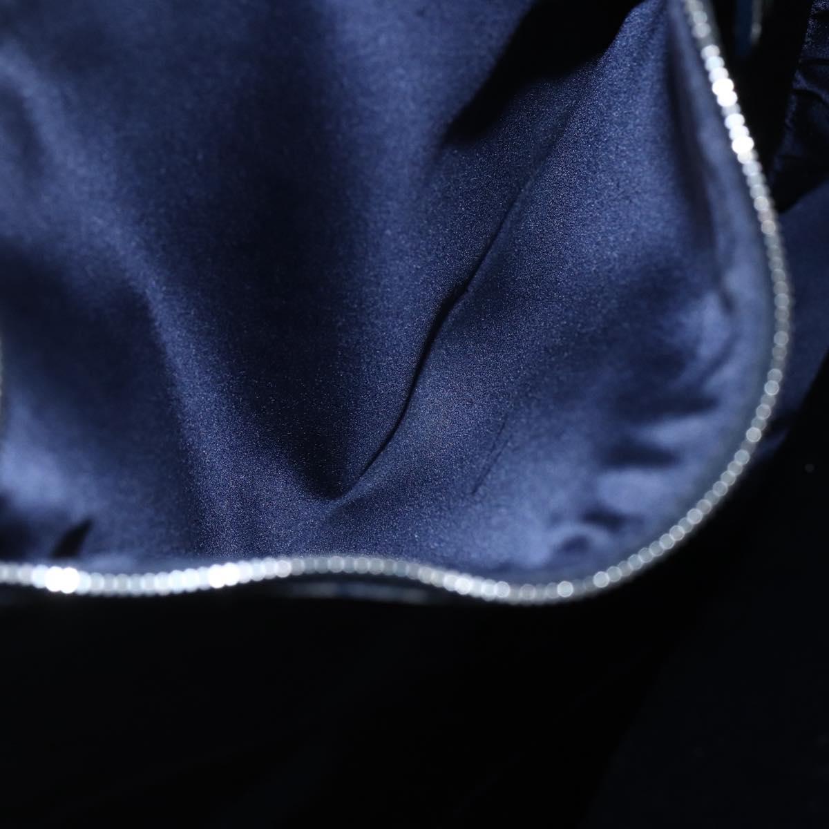 FENDI Zucchino Canvas Tote Bag Navy Silver Auth mr1524