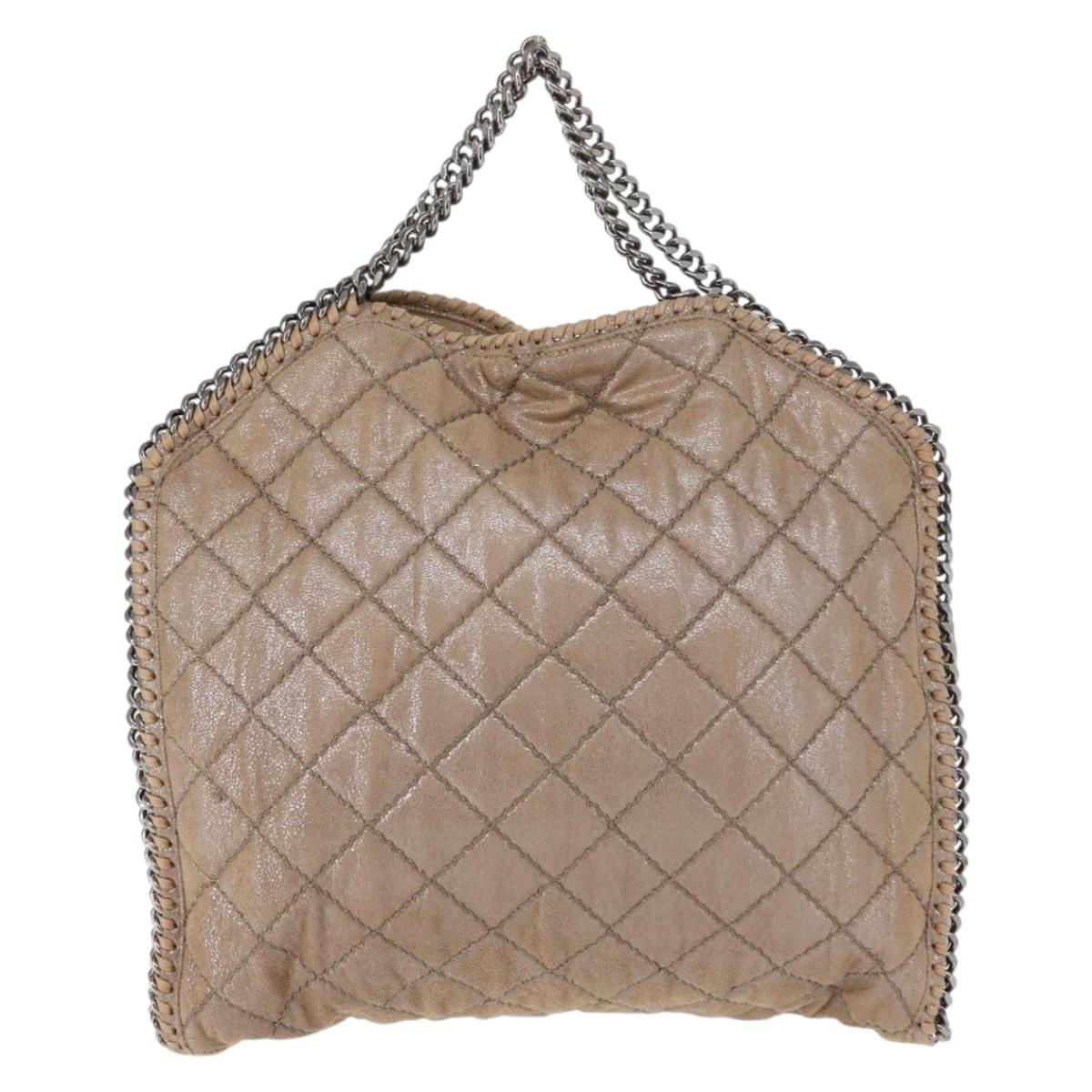 Stella MacCartney Chain Falabella Bag Polyester Beige Silver 234387 Auth mr1527