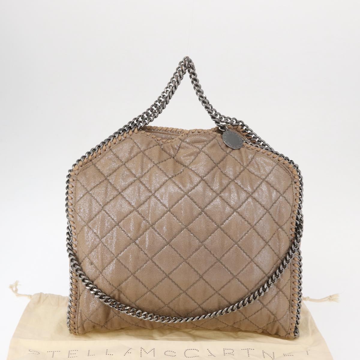 Stella MacCartney Chain Falabella Bag Polyester Beige Silver 234387 Auth mr1527