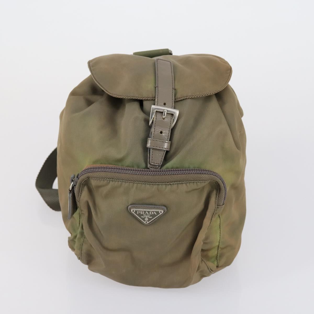 PRADA Hand Bag Nylon 2 Set Red Khaki Auth mr1528