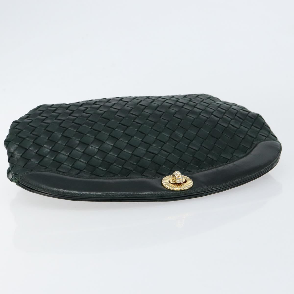 BOTTEGA VENETA INTRECCIATO Clutch Bag Leather Green Auth mr1531