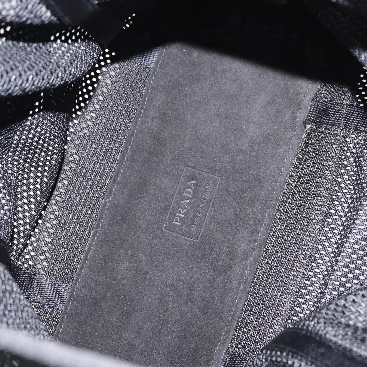 PRADA Tote Bag Nylon Black Silver Auth mr1532