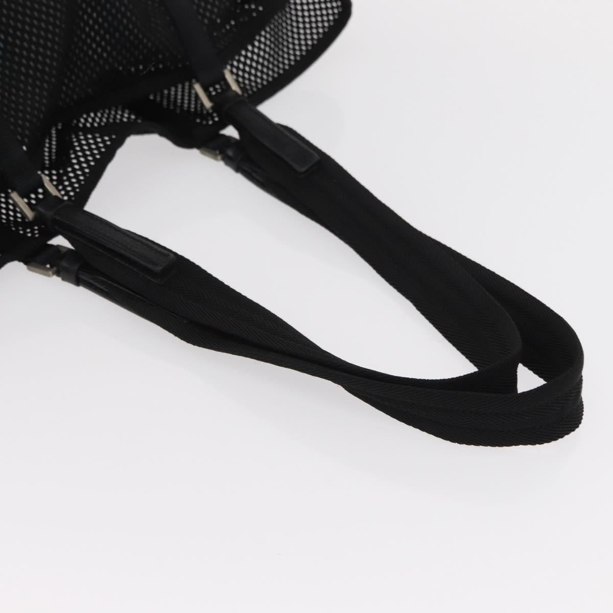 PRADA Tote Bag Nylon Black Silver Auth mr1532