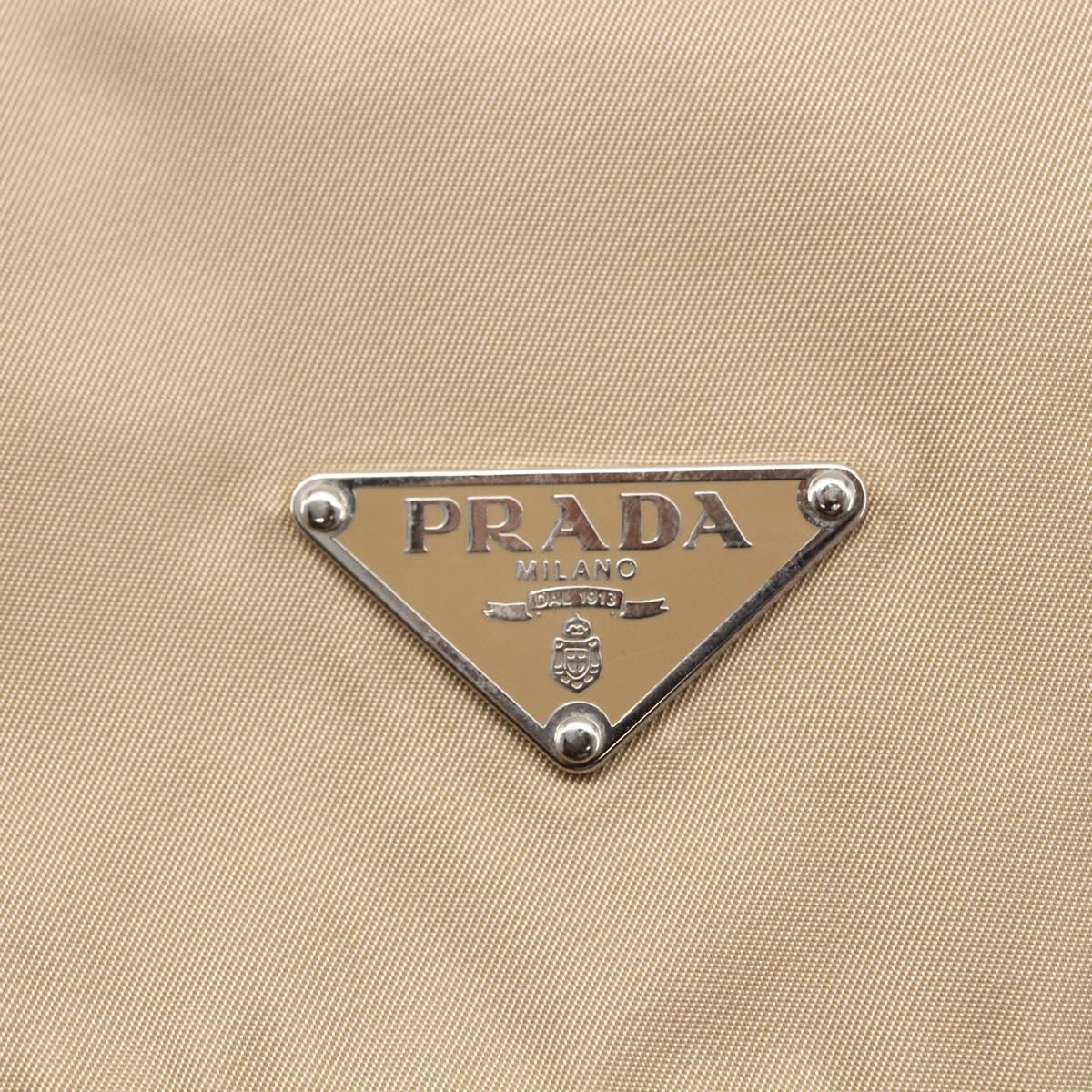 PRADA Shoulder Bag Nylon Beige Silver Auth mr1533