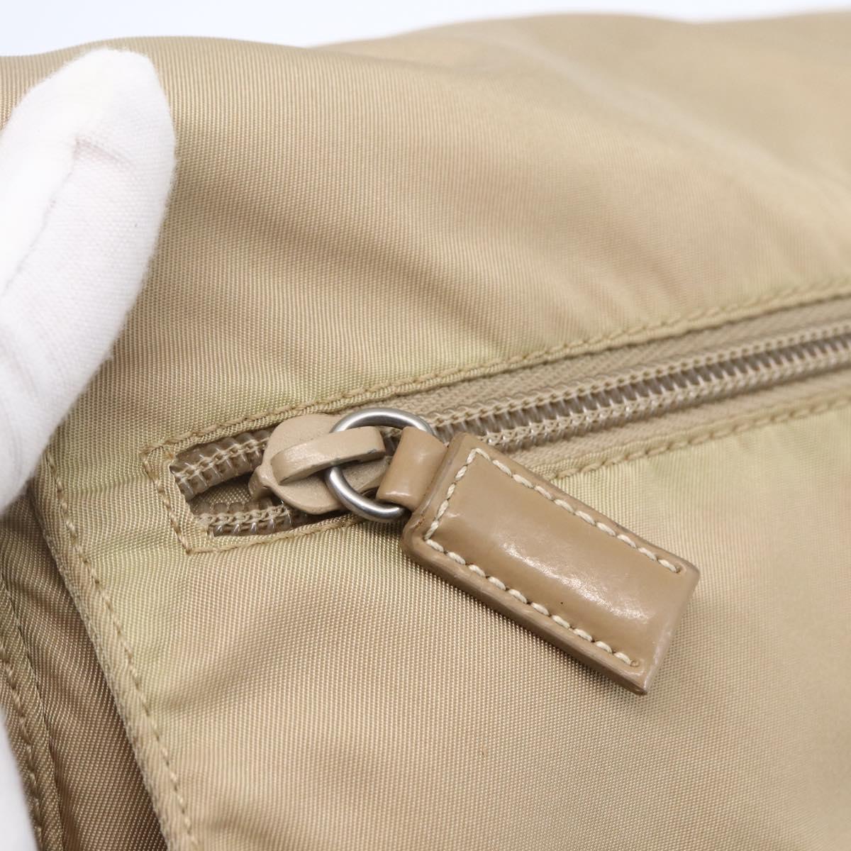 PRADA Shoulder Bag Nylon Beige Silver Auth mr1533