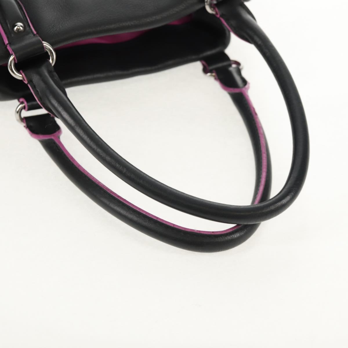 LOEWE Flamenco Hand Bag Leather Black Silver Auth mr1535