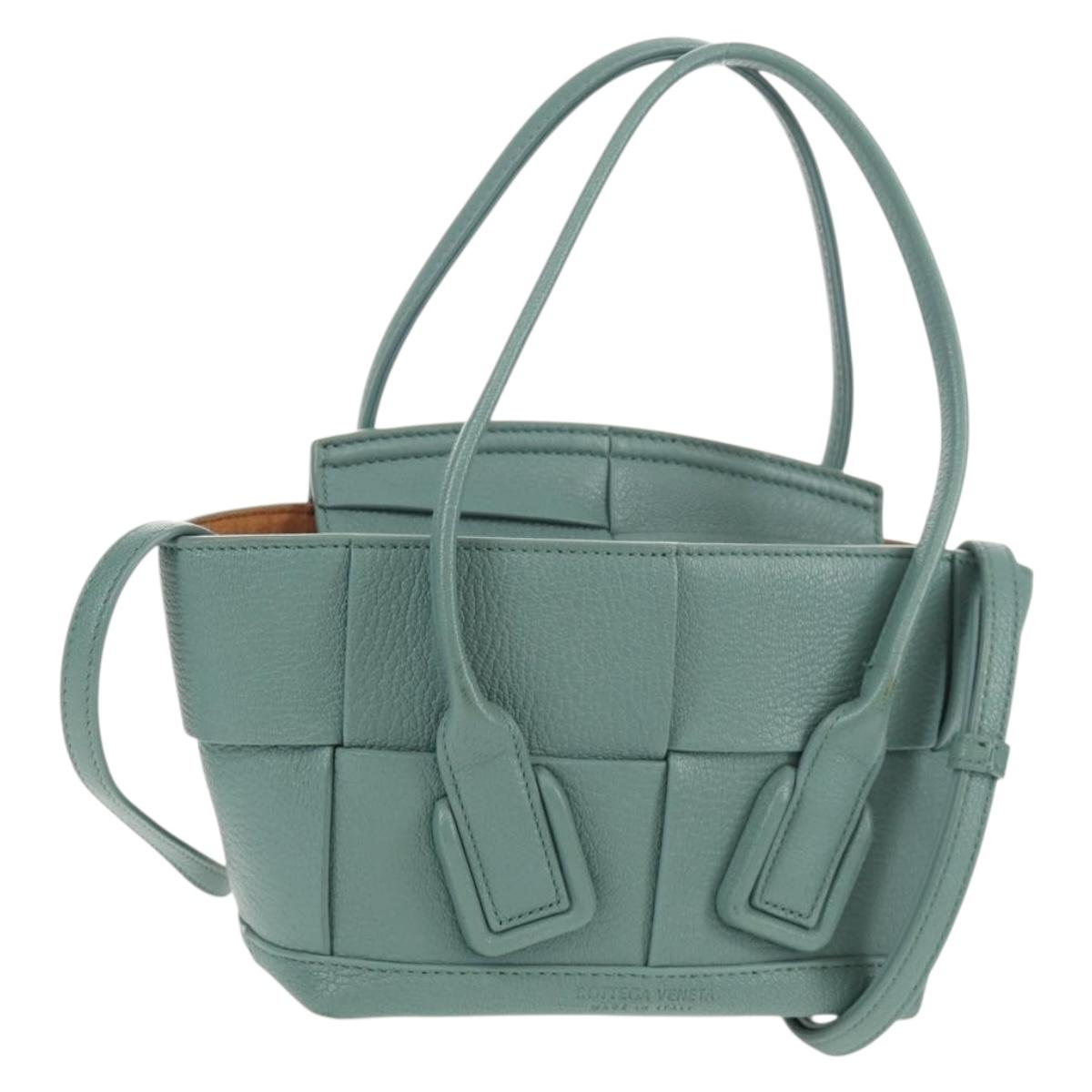 BOTTEGA VENETA MAXI INTRECCIATO Mini Arco Bag Leather 2way Green Auth mr1536V